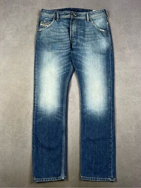 Diesel Men's Faded Blue Straight Jeans